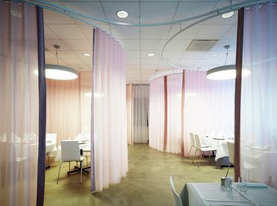 Vorhang-Systeme, Room shot "Restaurant Tumba Gymnasium", Tumba, Sweden
