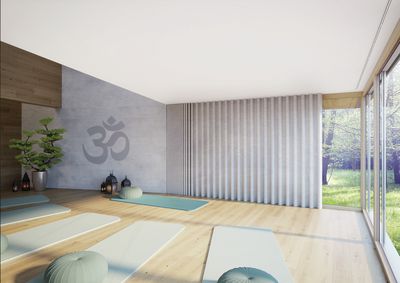 Vorhang-Systeme, SG 3870, Yoga room, recessed curtain track